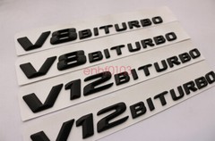 Black E43 + AMG + BITURBO 4 MATIC Trunk Emblem Badge Sticker for Mercedes Benz