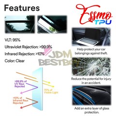 TPU Essmo Security Clear Glass Car Auto Sunroof VLT70% UV99% Windshield Sunshade