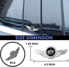 2PCS Wing Circular Crown Emblems Crystal Diamond Car Stickers Silver Black USNew