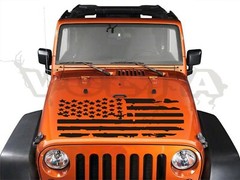 Vinyl Hood Decal For Jeep Wrangler – Distressed American Flag Graphic USA