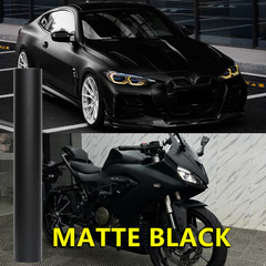5FTx50FT PET Satin Black Vinyl Wrap Self-Adhesive Air Release US Stock