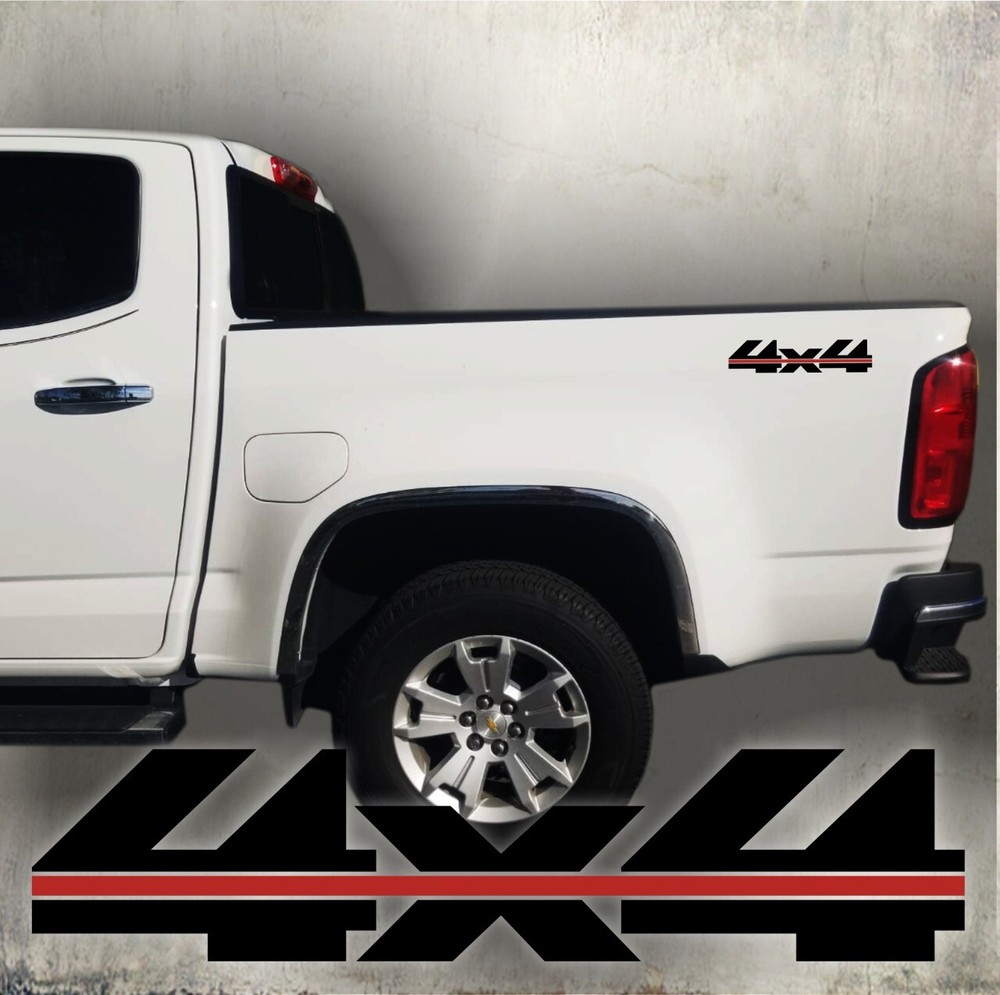 4X4 sport DECAL stickers , black matte and red (SET)