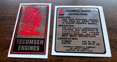 Tecumseh Engine-decals H50 H60 HM80 minibike Tiller Mower Chrome Set 2 *