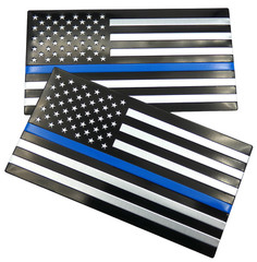 2x ALUMINUM Thin Blue Line Decal Sticker Car, Motorcycle, SUV
