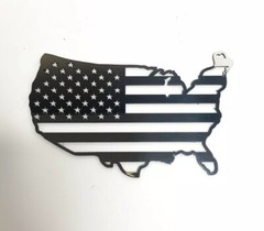 American Flag United States US Map Shape Emblem – Polished Stainless Steel