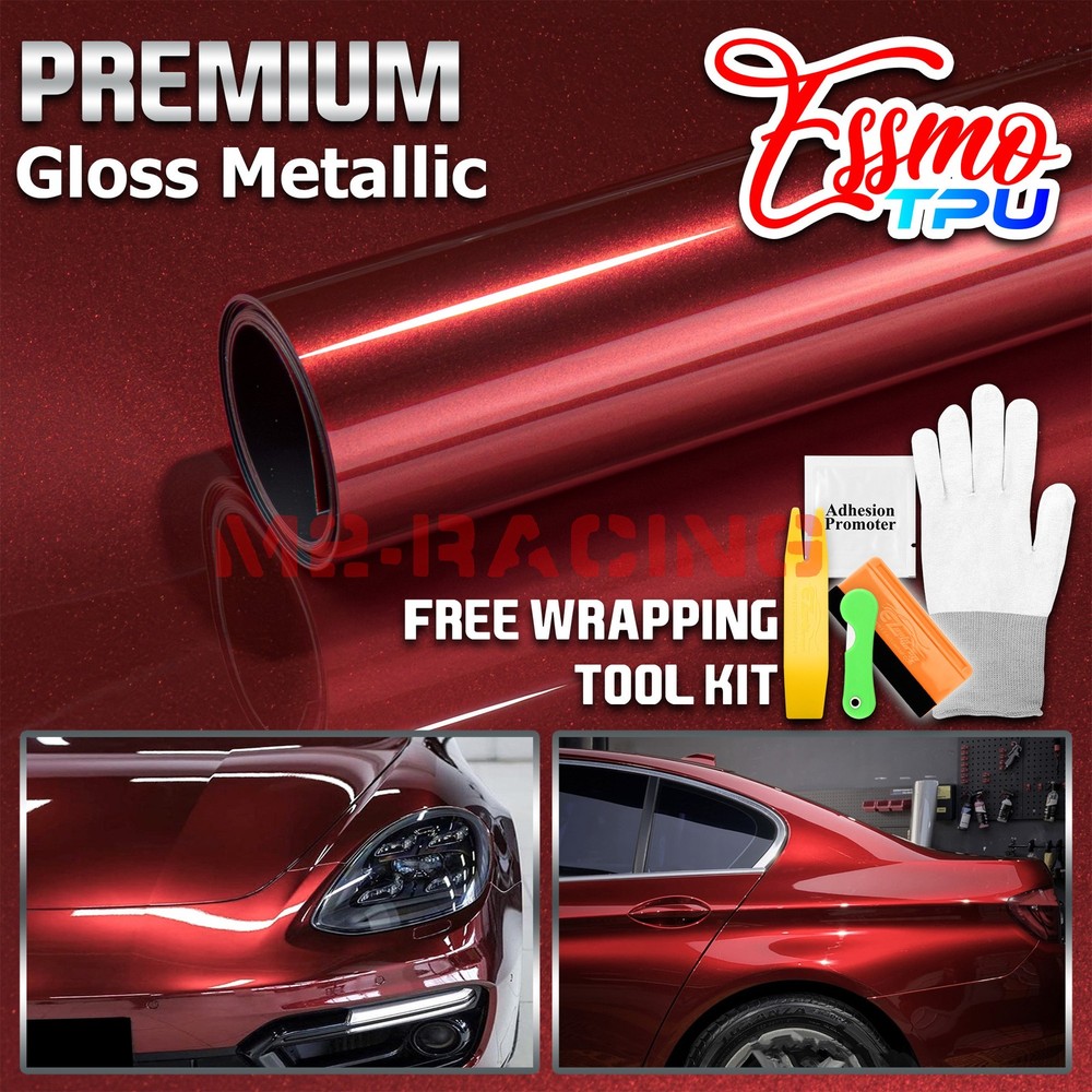 Gloss Metallic Crimson Red PPF TPU Paint Protection Film Dry Wet Auto Vinyl Wrap