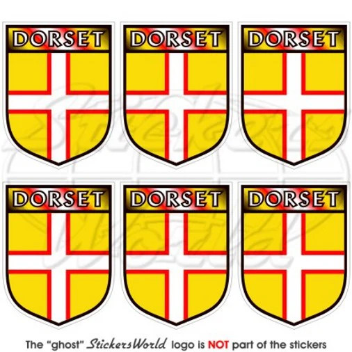 DORSET County Shield, England UK British 40mm (1.6″) Vinyl Stickers Decals x6