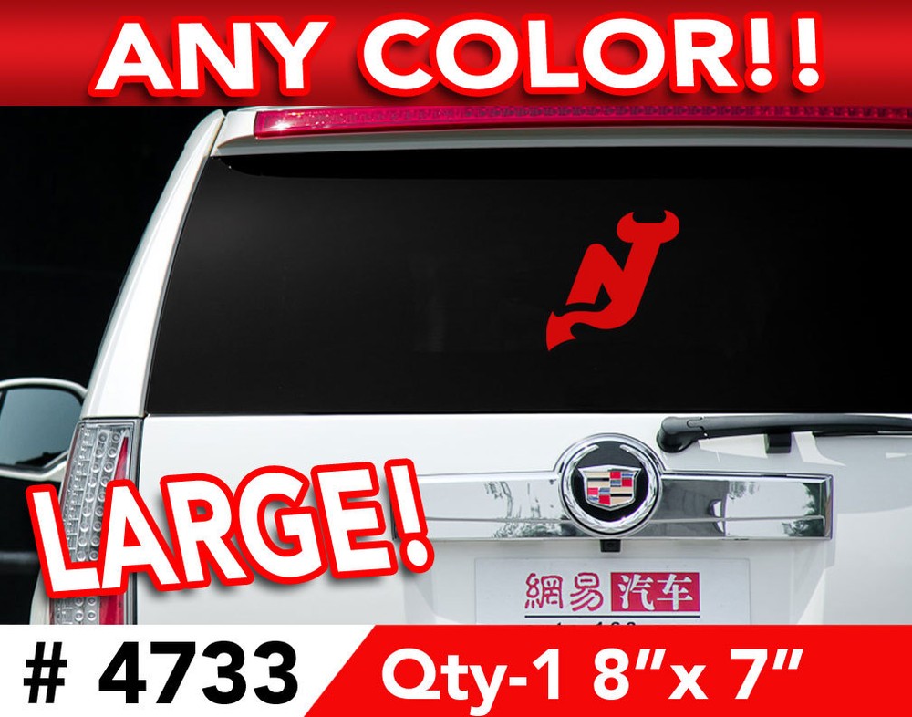 NEW JERSEY DEVILS AUTO / WALL LARGE DECAL STICKER 8″w x 7″h Any Color