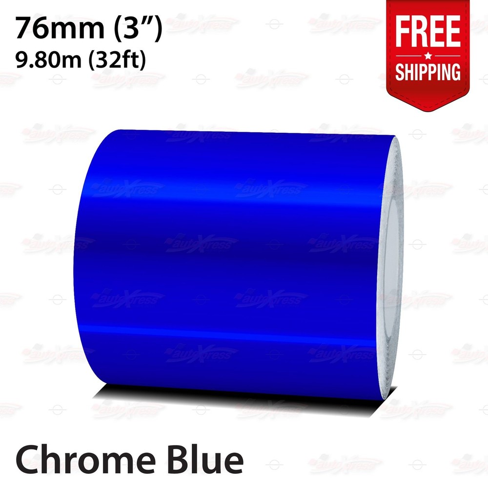 CHROME BLUE 3″ 76mm Roll PIN STRIPE Car Striping Line TAPE Decal Vinyl Sticker