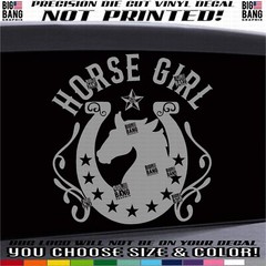 Horse Girl Vinyl Decal Sticker Cowgirl Horseshoe Lucky Luck Die Cut Custom Color