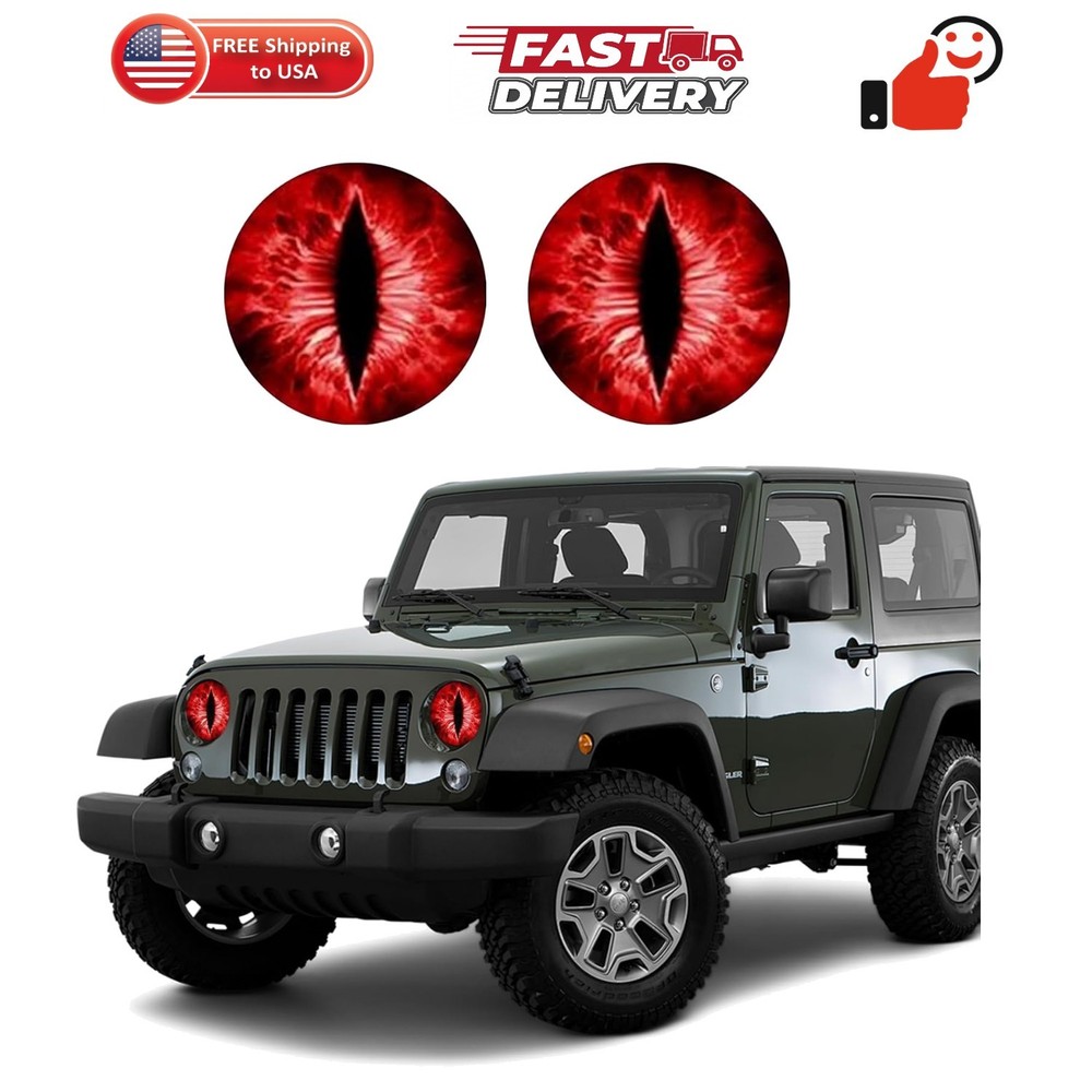 2PCS Beast Eyes Headlight Decals, 3D Stereo Eyes Headlight Decal Stickers, Ca…