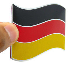 METAL Wavy German Flag Sticker Decal Emblem Bumper Sticker Auto, Truck Germany