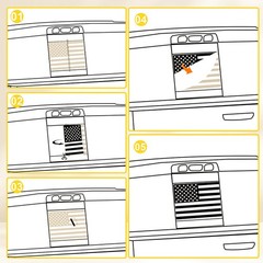 Fit 2019-23 Chevy Silverado Sierra Back Middle Window USA Flag Decal Sticker