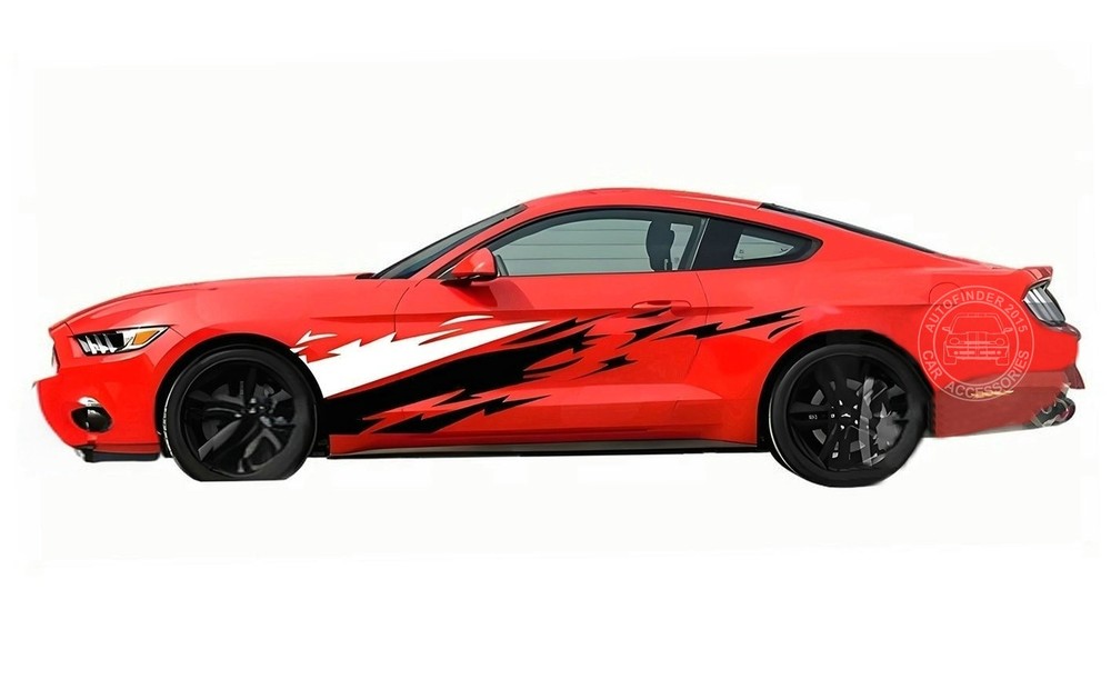 Graphics Distorted Stripe Decal For Ford Mustang Car Side Door Vinyl Stickers