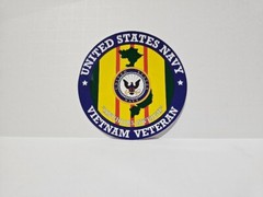 Vietnam War Veteran Decal/Sticker Car Window Round 4 Inch Die Cut Navy