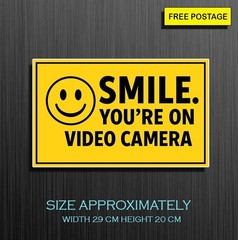 Smile youre on video camera, Self adhesive waterproof vinyl sticker
