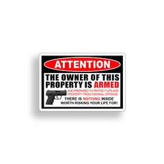 1 Owner Armed Warning Sticker 2nd Amendment Gun Car Vehicle Window Bumper Decal