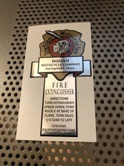 Presto Fire Extinguisher decal Indian Motorcycles Vinyl Reproduction 1