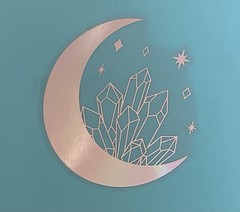 Two Holographic Crystal Moon Waterproof Auto Scrapbook 4” Vinyl Stickers