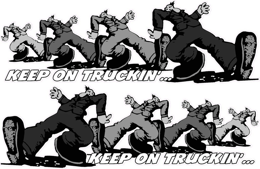 Keep on Truckin’ Right & Left Large Black & White 24″ x 9″ Decals