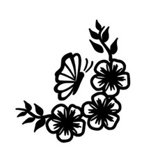 Flowers and Butterfly Vinyl Decal Choose Size and Color