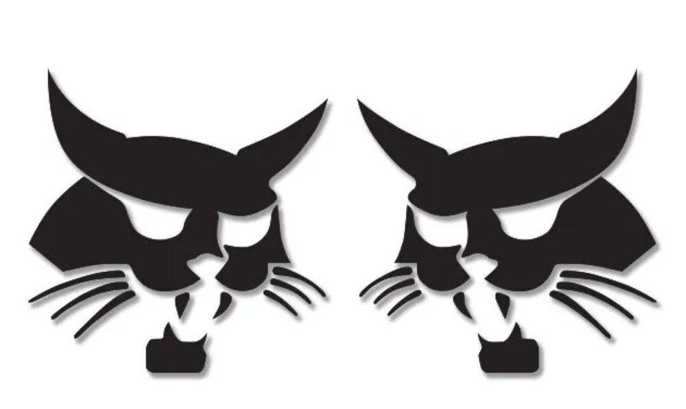2 Bobcat Faces Skid Tractor Excavator Bobcat Vinyl Decal Sticker