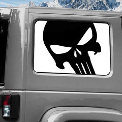 Rear Window Wrap Graphic Decal for Jeep Wrangler 2011-2020 SKULL WHITE