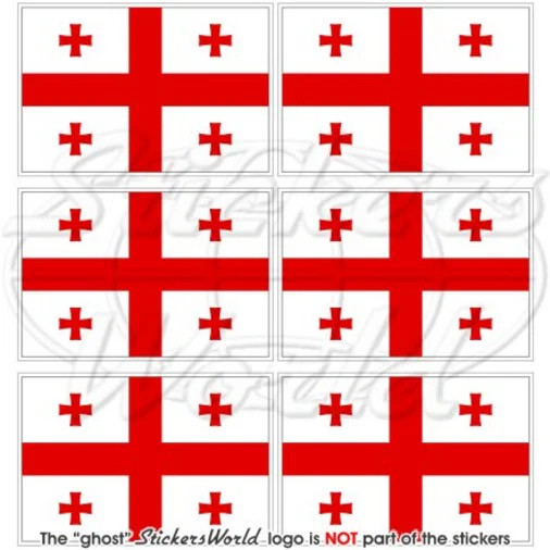 GEORGIA Georgian Flag 40mm (1.6″) Vinyl Bumper Stickers Decals x6