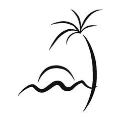 Palm Tree Sun and Waves Vinyl Decal Choose Size and Color