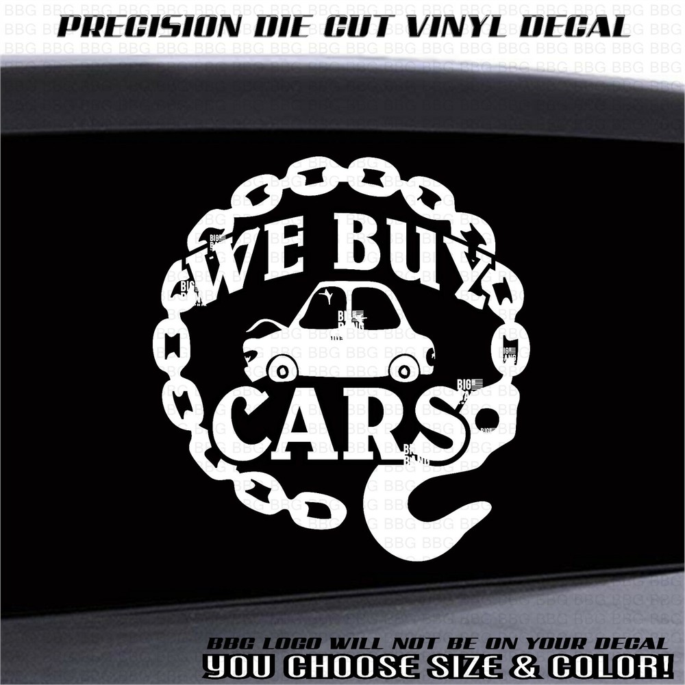 WE BUY CARS Tow Truck Decal Sticker Business Owner Operator Wrecker ADVERTISING