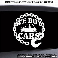 WE BUY CARS Tow Truck Decal Sticker Business Owner Operator Wrecker ADVERTISING