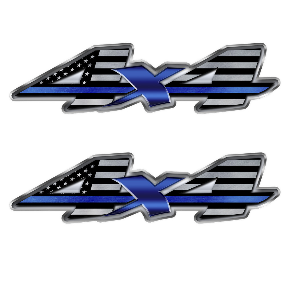 4×4 Thin Blue Line 2 Pack Decal – vinyl sticker Chevy Silverado GMC truck FE425