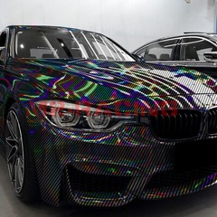 Holographic Carbon Fiber Black Laser Chrome Vinyl Wrap Sheet Film Decal Sticker