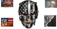 Eye-Catching Reflective Skull Vinyl Decal with American Flag Design – 6.5 Inch