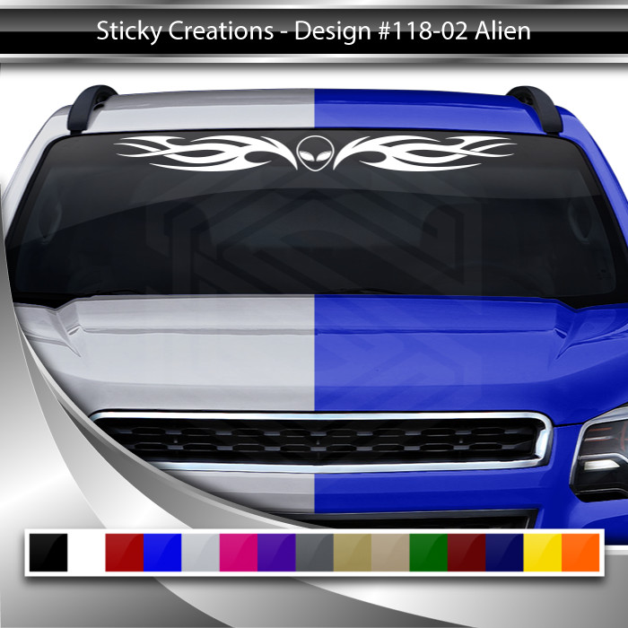 118-02 ALIEN Decal Sticker Windshield Window Vinyl Graphic Banner Tribal Alien