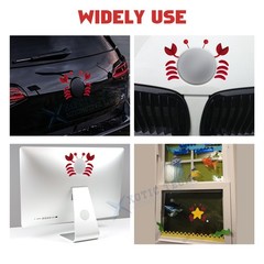 Red 3D Cute Crab Style Sticker for Car Logo Decoration Exterior Waterproof 1PC
