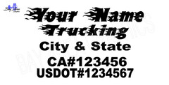 SEMI TRUCK DOOR COMMERCIAL DECALS CUSTOM FLAMES TEXT DECALS OUTDOOR VINYL X2