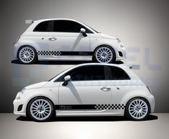 Racing Chequered Side Stripe with 500 – Universal Vinyl Decal for Fiat 500