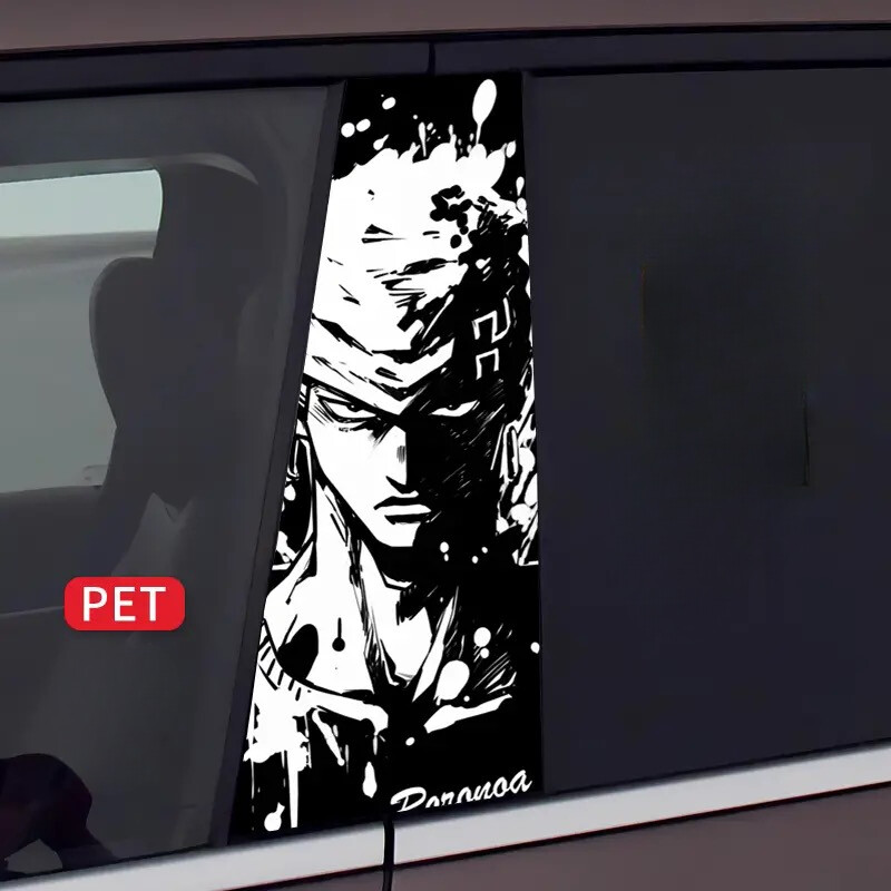 One Piece Comic Car Center Pillar Sticker B-pillar Protective Film 2pcs Cool！