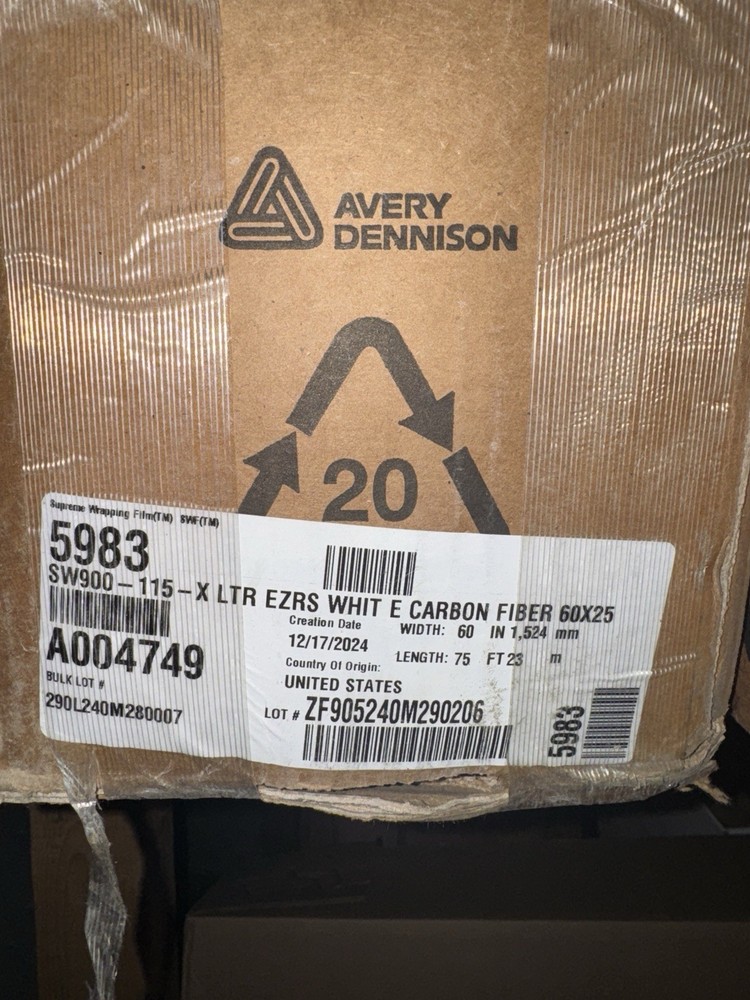 Avery Dennison SW900 Supreme White Carbon Fiber Vinyl Car Wrap Film 115-X 60×25