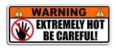 x2 Warning Extremely Hot Be Careful Caution Safety Vinyl Label Sticker Decal 5″
