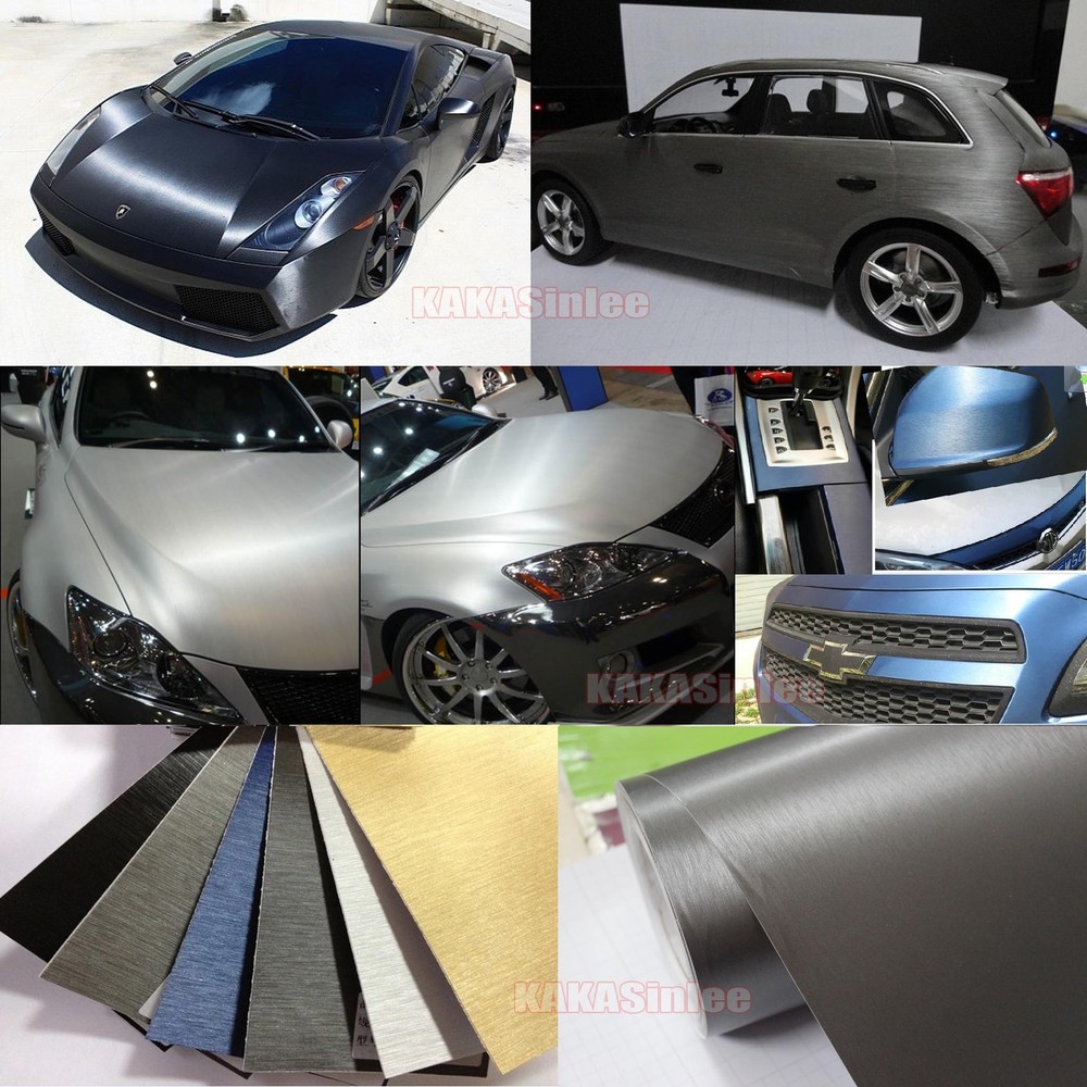 Bubble Free Car Metallic Strips Matte Brushed ALUMINUM Vinyl Wrap Sticker – CF