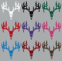 Deer Skull Antlers Bone Hunting Buck Car Truck Window Laptop Vinyl Decal Sticker