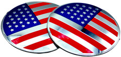 2x American Flag Sticker Decal Fender Emblem Aluminum Dome Shape Car Truck 2.20″