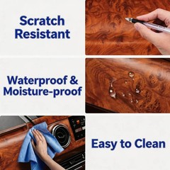 Car Interior Wood Grain Textured Glossy Vinyl Wrap Sticker DIY Decal Sheet Film