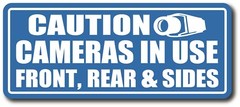 Vehicle Camera In Use Front Rear Sides Safety Decal Sticker 3.5″ x 8.5″