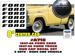 A718 1947 1956 TRUCK – 1947-1948 CAR – FORD STAINLESS STEEL 8″ HUB CAP LETTERS