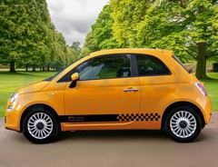 Racing Chequered Side Stripe with 500 – Universal Vinyl Decal for Fiat 500