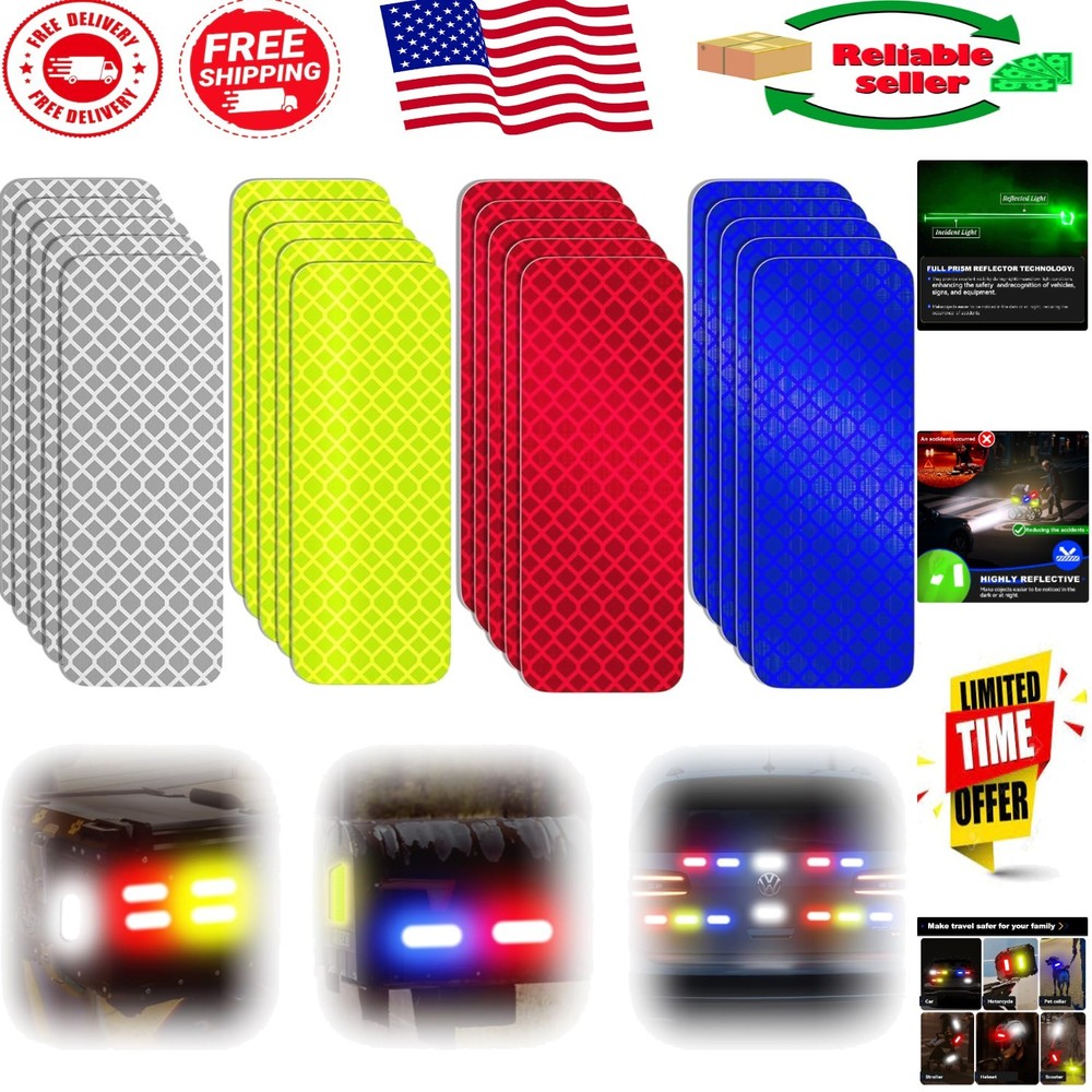 20 Multicolor Diamond Strength Reflective Stickers – Enhance Nighttime Safety
