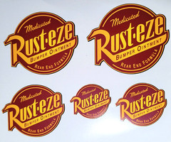 6 X RUST-EZE WATERPROOF VINYL CAR STICKERS RUSTEZE . DECALS , cars bumpers